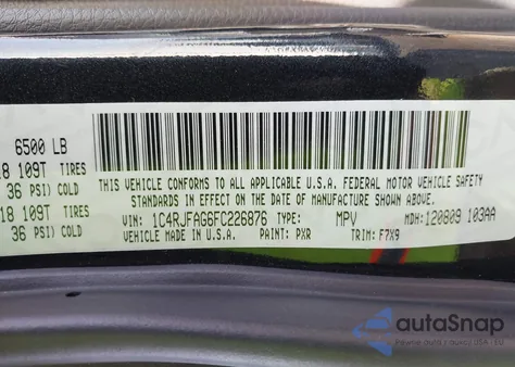 2015 Jeep Grand Cherokee Laredo из США, поврежденный, VIN 1C4RJFAG6FC226876